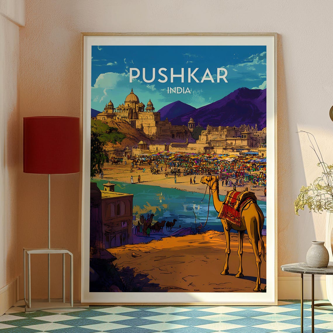 Pushkar India Camel Fair Sacred Lake Desert Town Travel Poster - Image 2