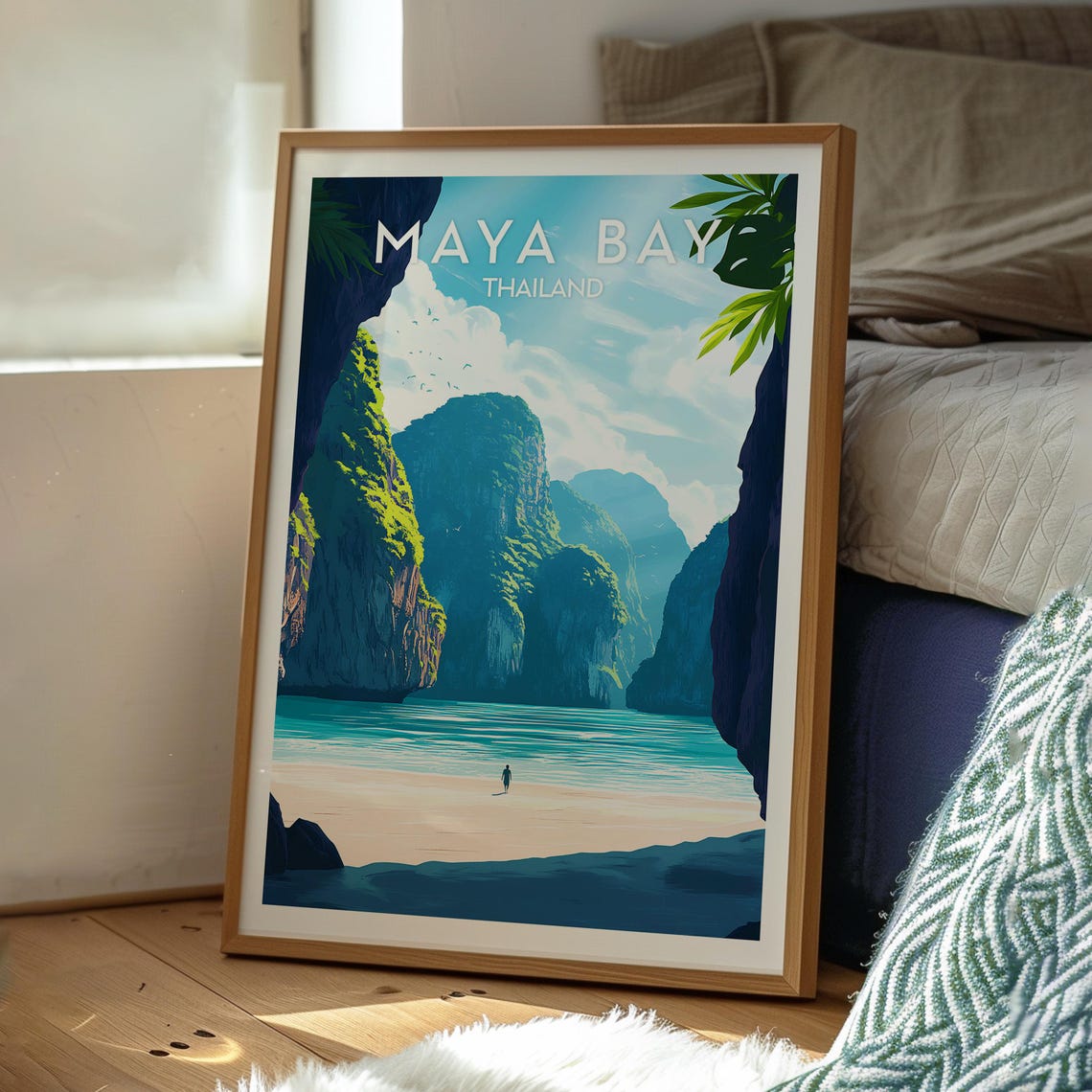 Maya Bay Thailand Dramatic Limestone Cliffs White Sand Beach Poster - Image 3
