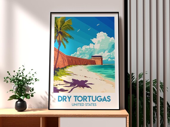 Dry Tortugas United States Fort Jefferson Brick Fort Beach Island Travel Poster