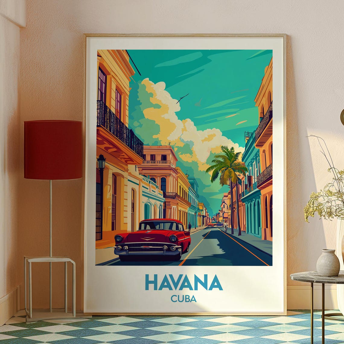 Havana Cuba Classic Car Colonial Street Scene Vintage Poster - Image 2