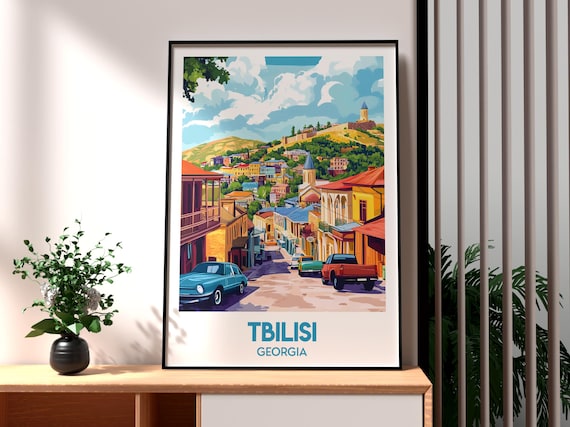 Tbilisi Georgia Hillside Old Town Fortress Street View Travel Poster