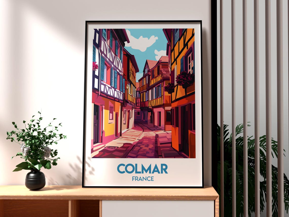 Colmar France Half Timbered Houses Old Town Street Poster Art - Image 3