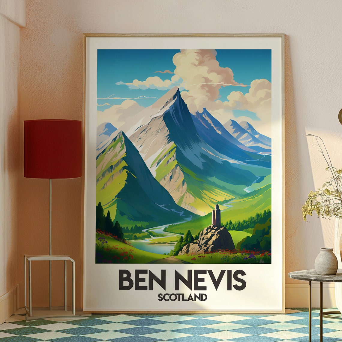 Ben Nevis Scotland Mountain Peaks Green Glen Valley Travel Poster - Image 2