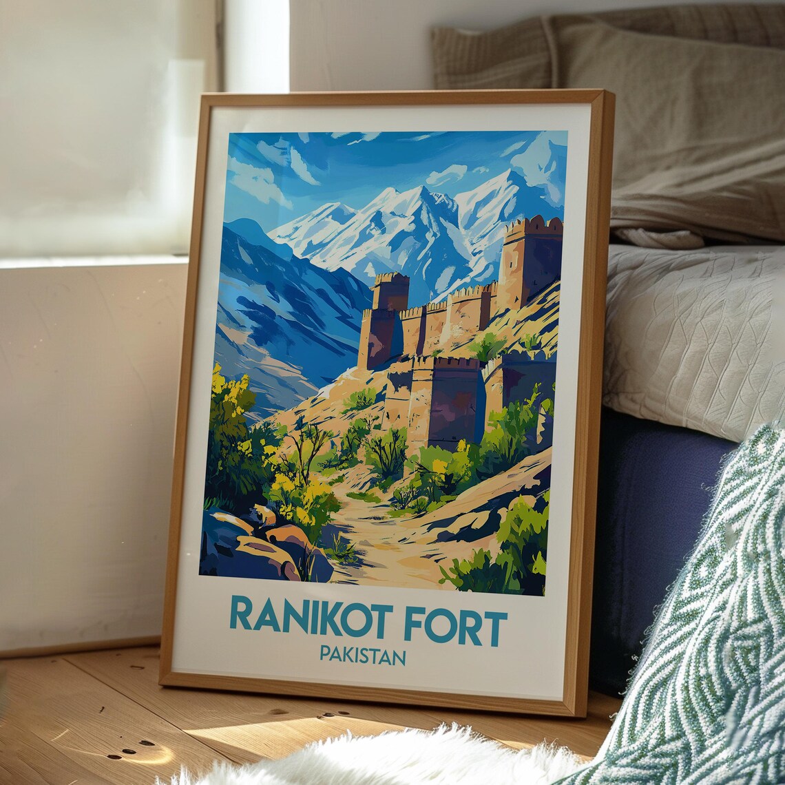 Ranikot Fort Pakistan Mountain Fortress Walls Retro Travel Poster - Image 3