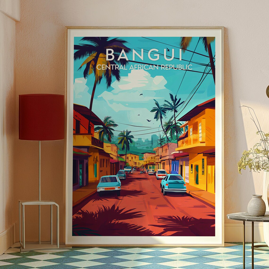 Bangui Central African Republic Street Palm City Travel Poster - Image 2