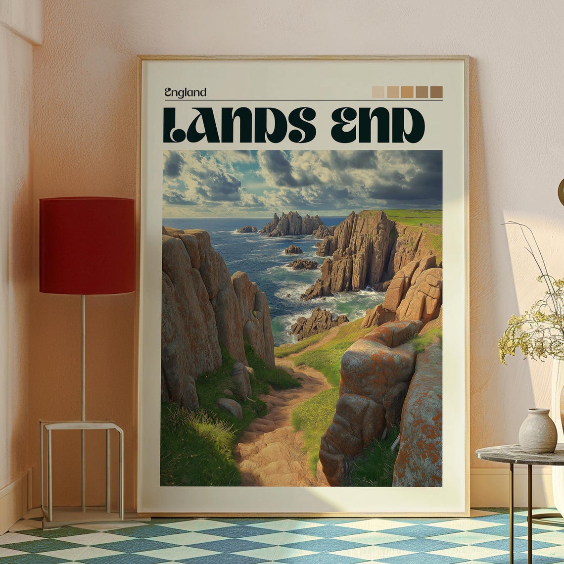 Lands End England Cornwall Rocky Sea Cliffs Ocean View Poster - Image 2