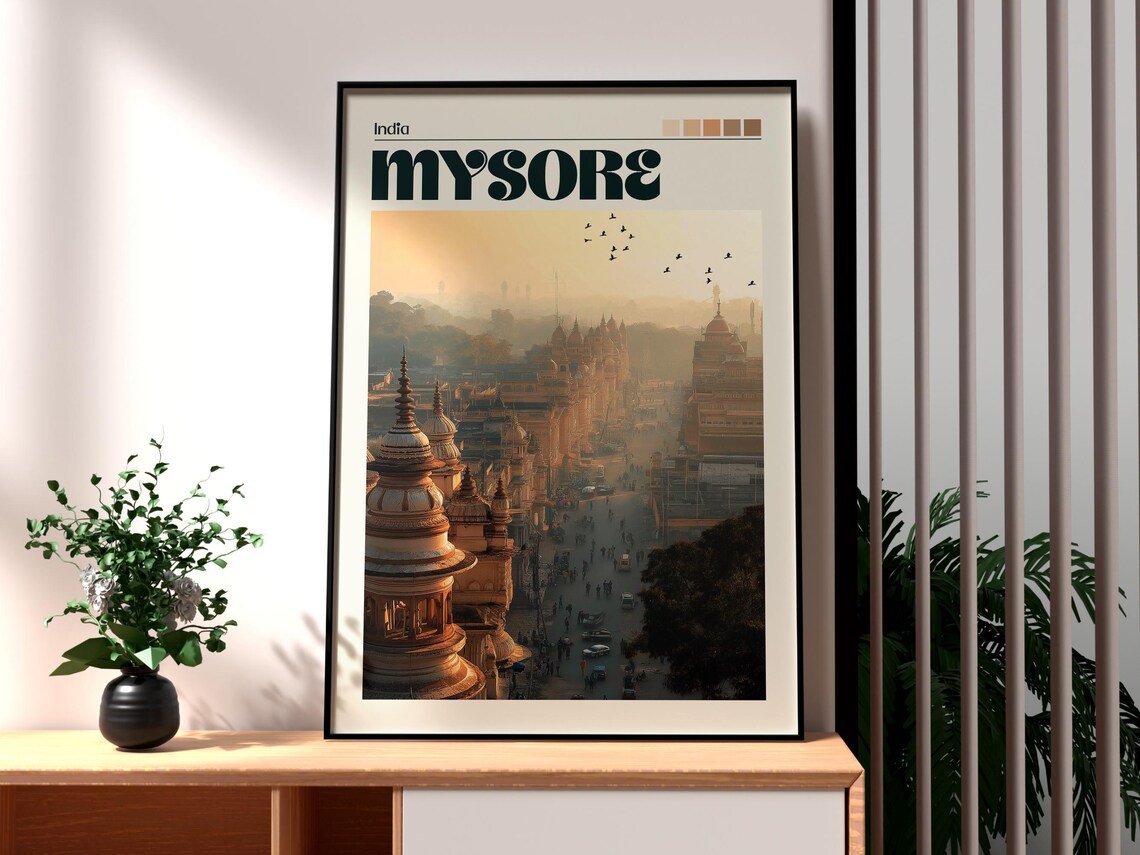 Mysore India Palace Street Golden Morning Heritage Travel Poster