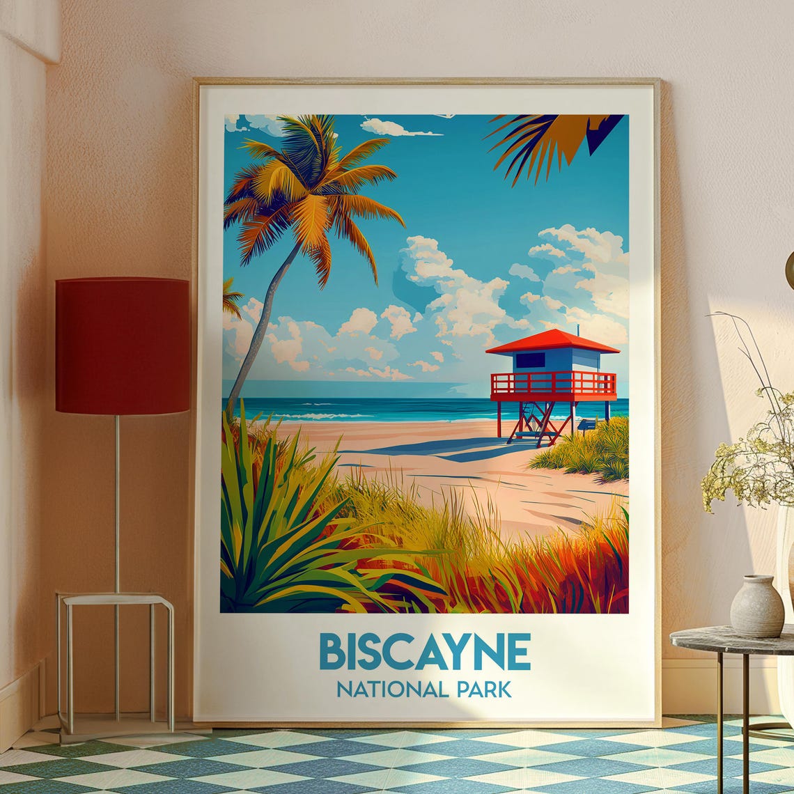 Biscayne National Park Florida Beach Lifeguard Tower Travel Poster - Image 2