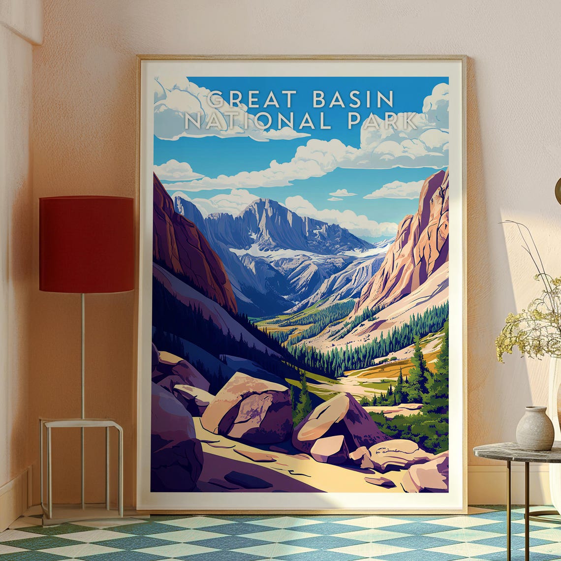Great Basin National Park Nevada Snow Capped Peak Rocky Valley Poster - Image 2