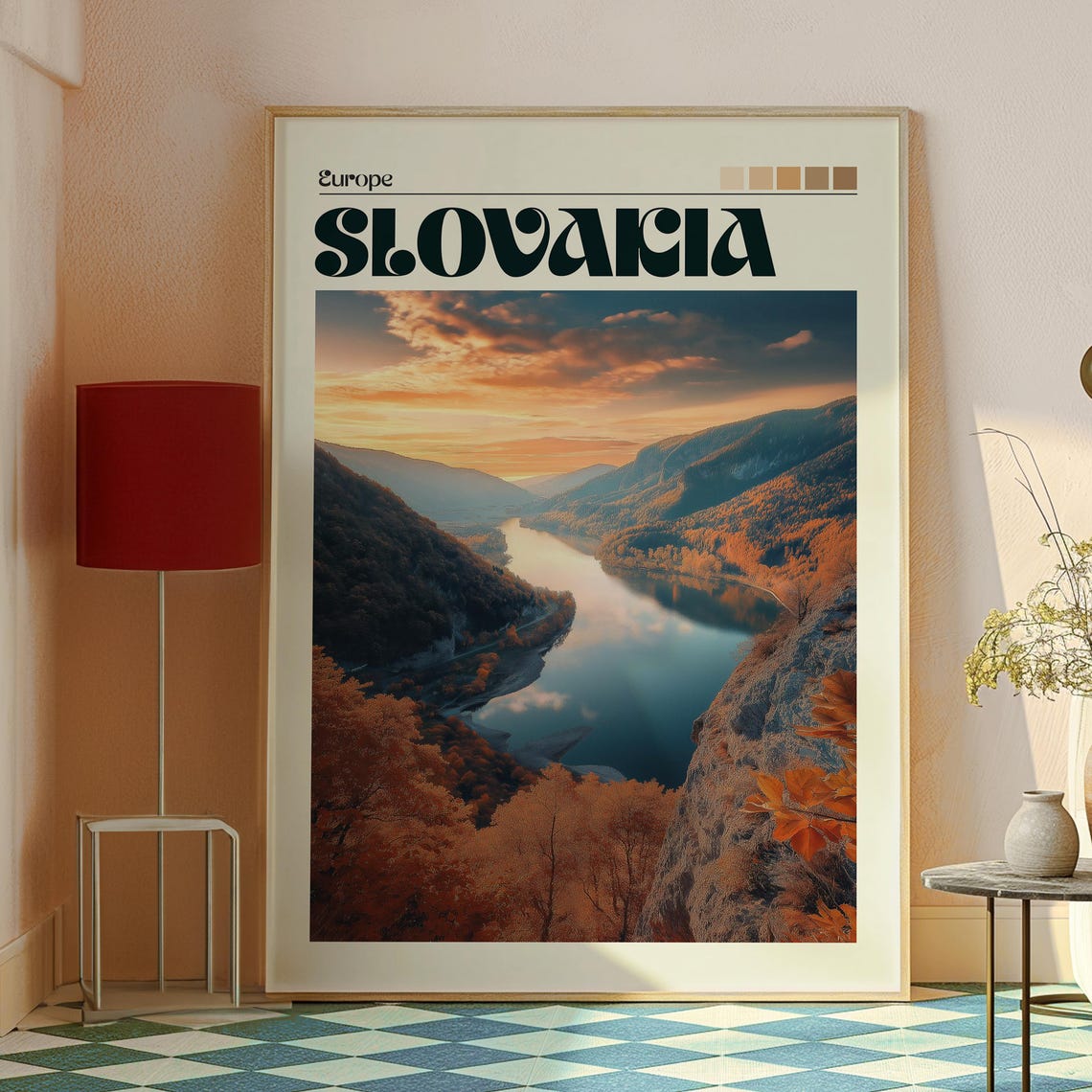 Slovakia Autumn River Valley Mountains Sunset Landscape Travel Poster - Image 2