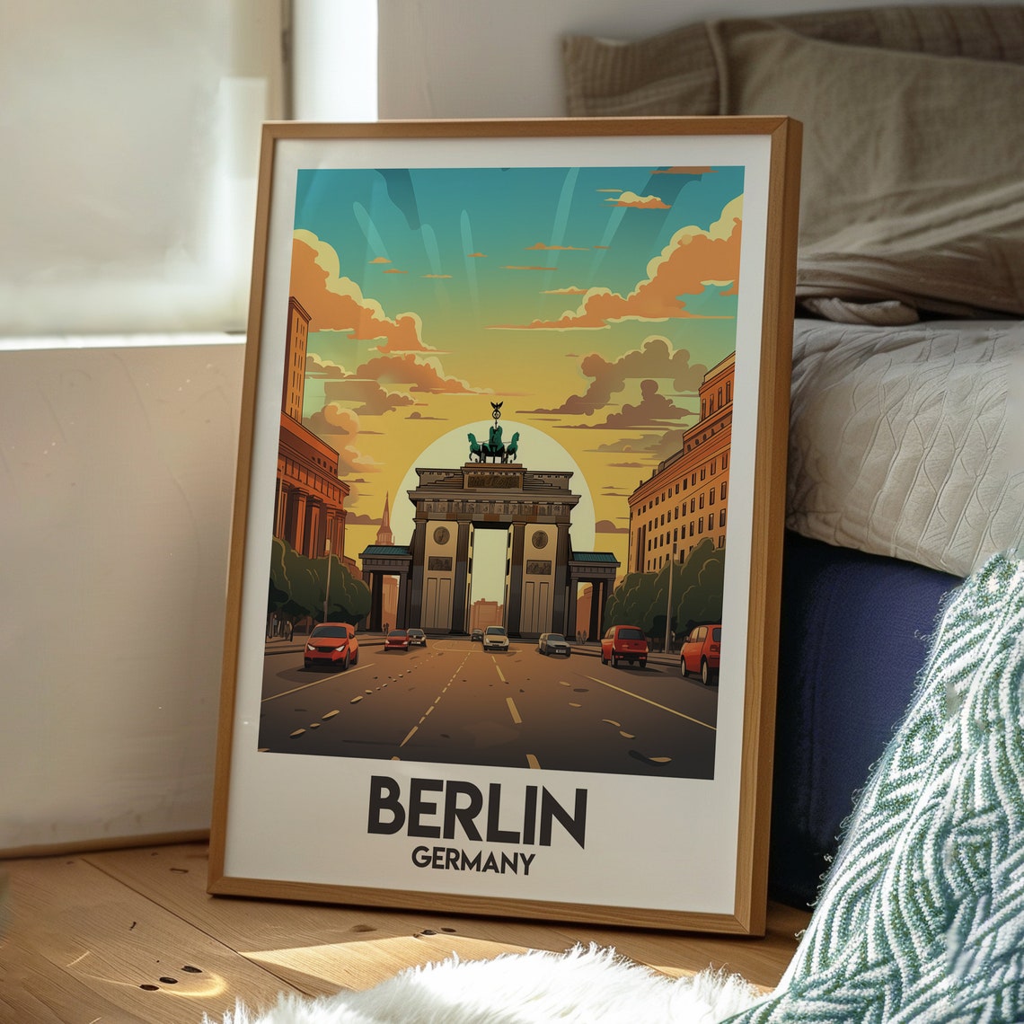 Berlin Germany Brandenburg Gate Evening Sunset Street Poster - Image 3