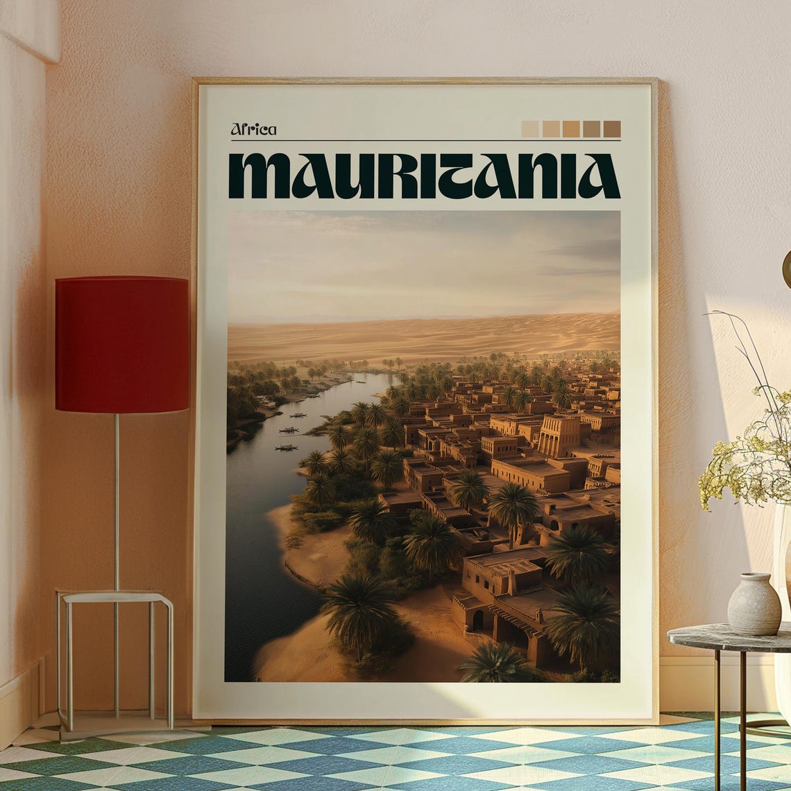 Mauritania Africa Desert Oasis Town River Palm Trees Sand Poster - Image 2