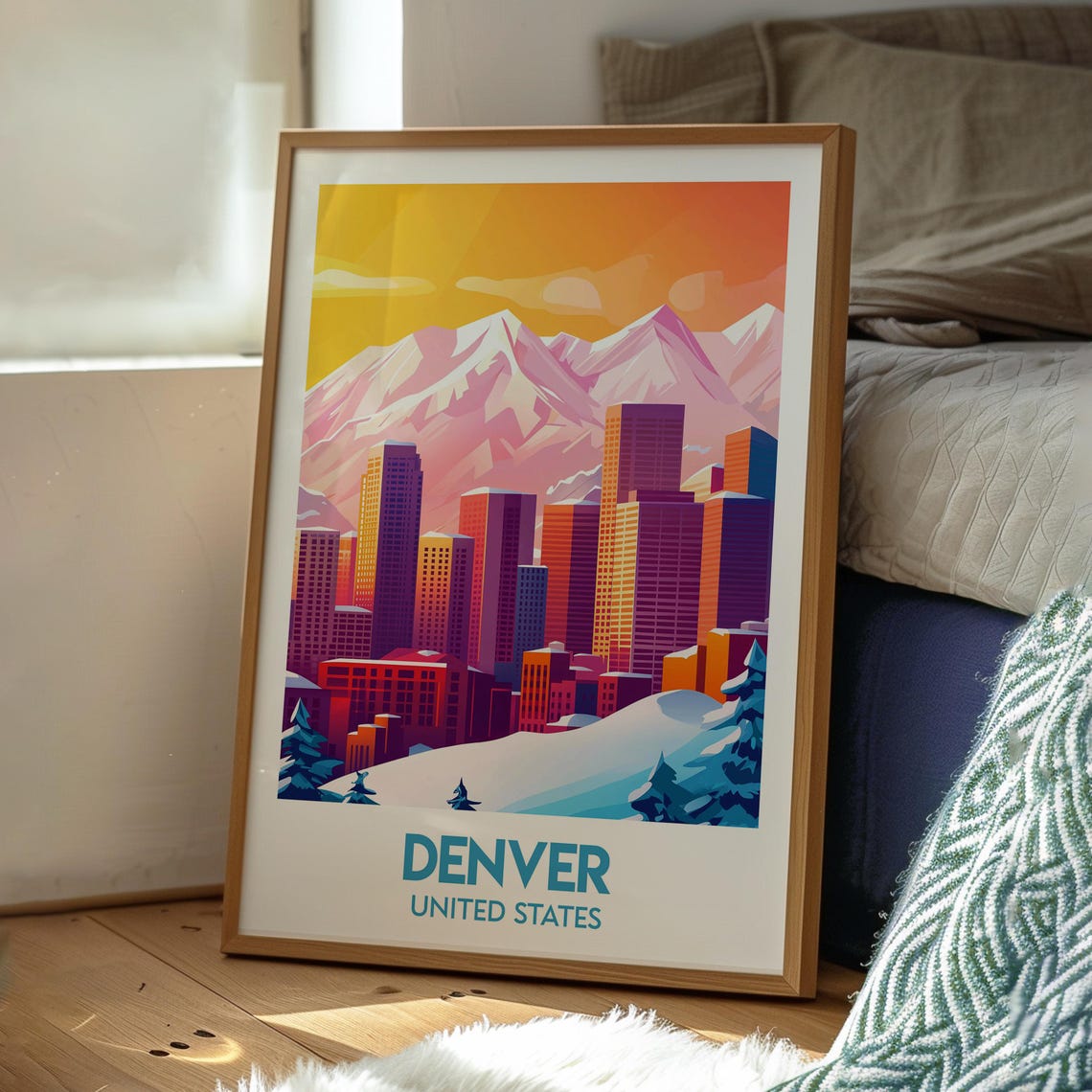 Denver United States Skyline Rocky Mountains Sunset Travel Poster - Image 3