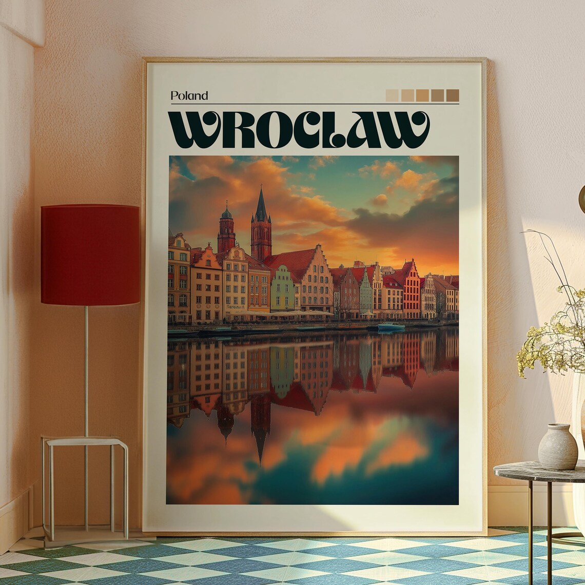 Wroclaw Poland Old Town Riverside Sunset Cityscape Travel Poster - Image 2