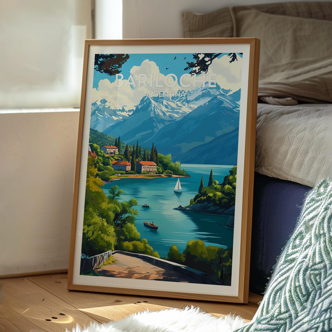 Bariloche Travel Print Argentina Wall Art South America Poster Gift For Traveller Mountains - Image 3