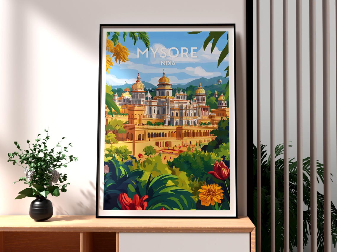 Mysore India Grand Royal Palace Karnataka Heritage Travel Poster