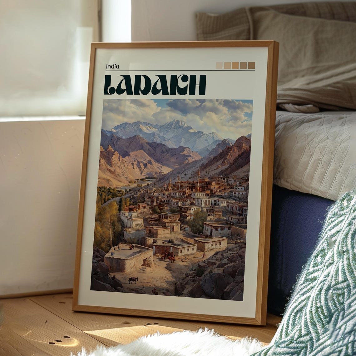 Ladakh India Himalayan Mountain Village Sunset Scenery Poster - Image 3