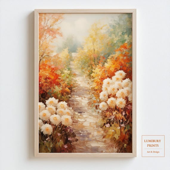 Chrysanthemum Wall Art Fall Flower Print Cozy Autumn Decor Botanical Garden White Bold Floral Poster Instant