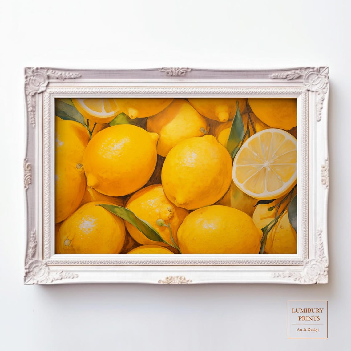 Vintage Lemon Print Citrus Wall Art Rustic Kitchen Decor Farmhouse Dining Poster Botanical Fruit Country Home
