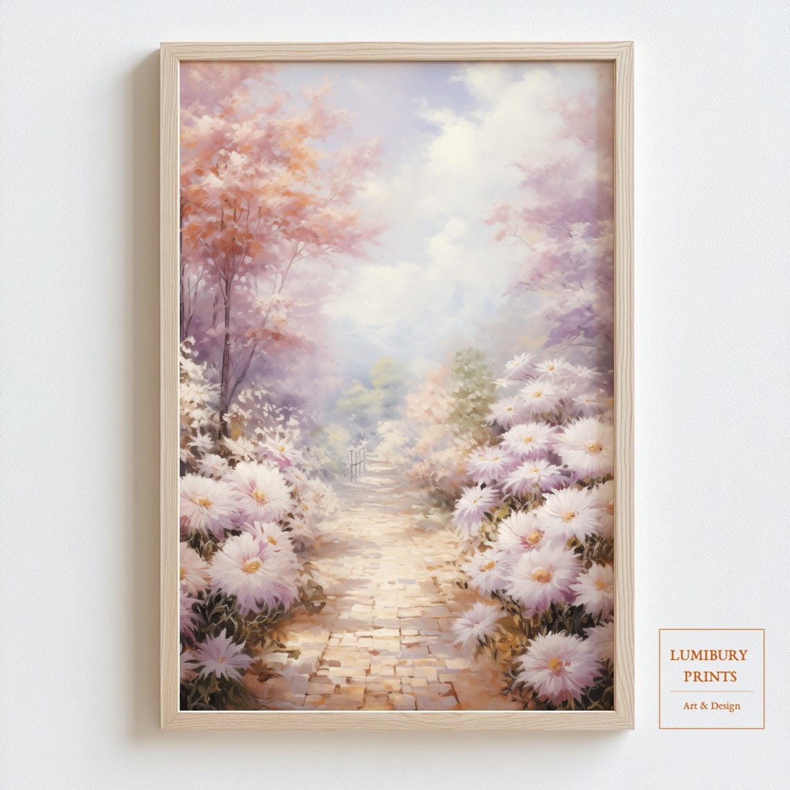 Chrysanthemum Wall Art Fall Decor Floral Garden Print Light Purple Flower Painting Botanical Instant