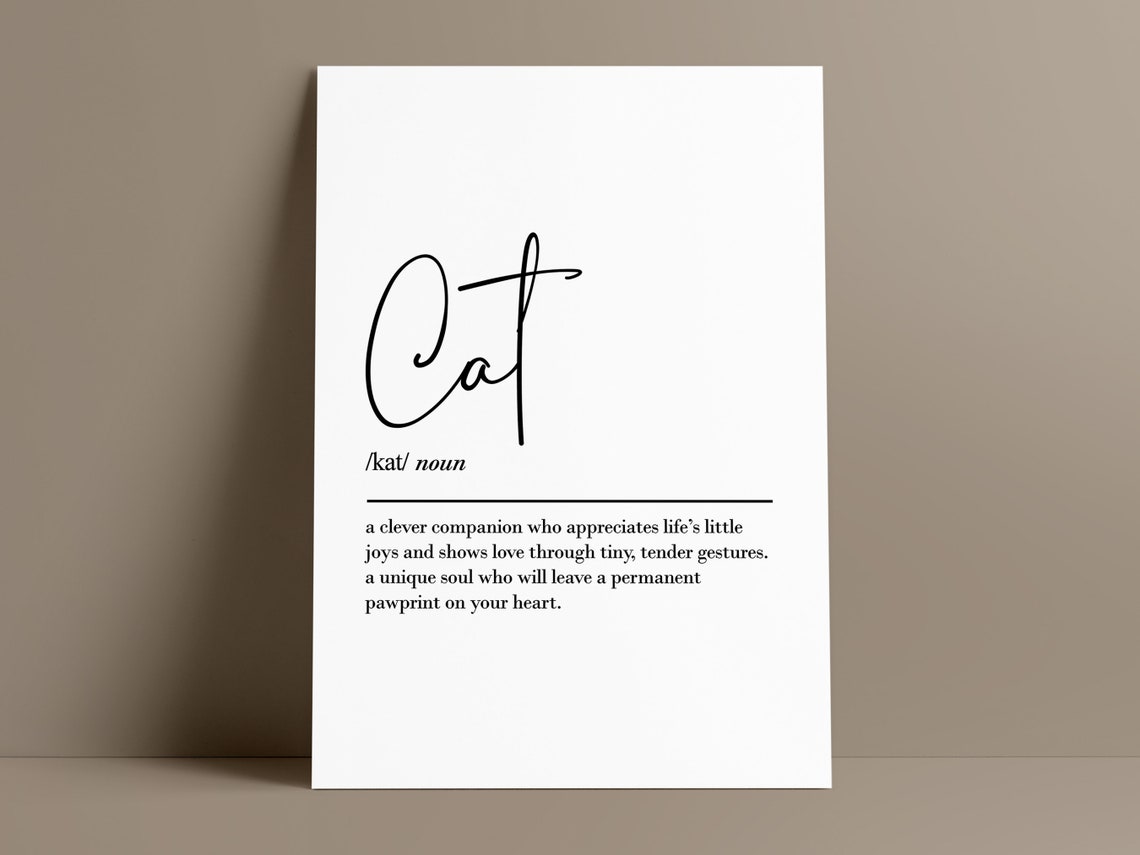 Cat Definition Dictionary Style Cat Lover Gift Typography Poster - Image 2