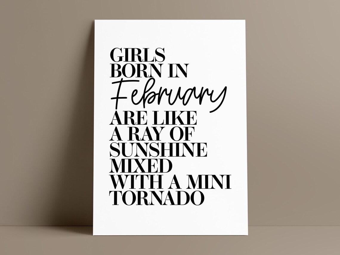 Girls Born in February Birthday Art Print - Image 2