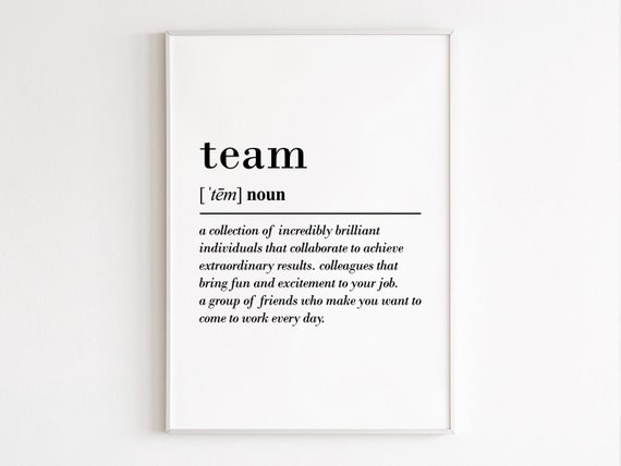 Team Definition Wall Art Work Bestie Leaving Gift Work Colleague Farewell Gift For Coworker Team Gifts