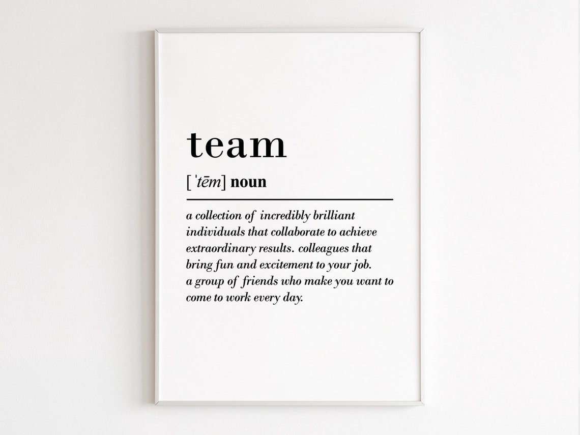Team Definition Serif Typography Coworker Gift Dictionary Poster