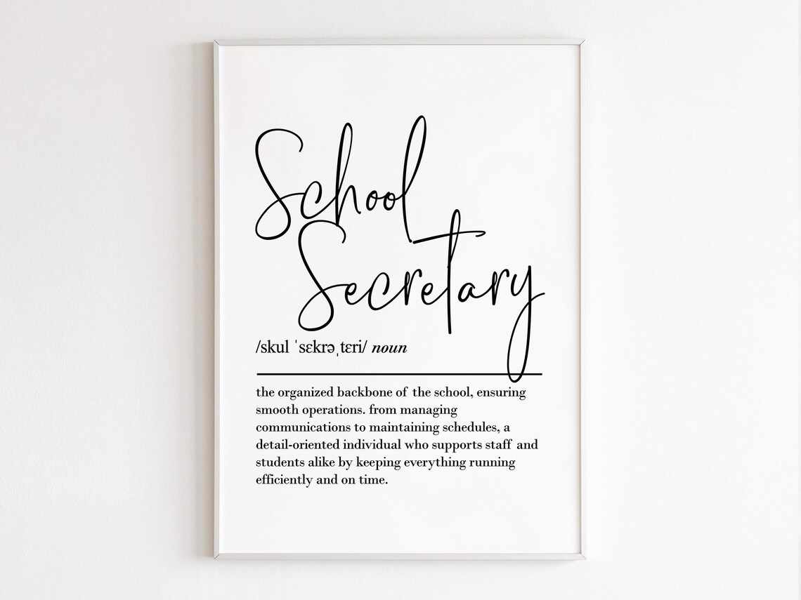 School Secretary Definition Art Print, Office Thank You