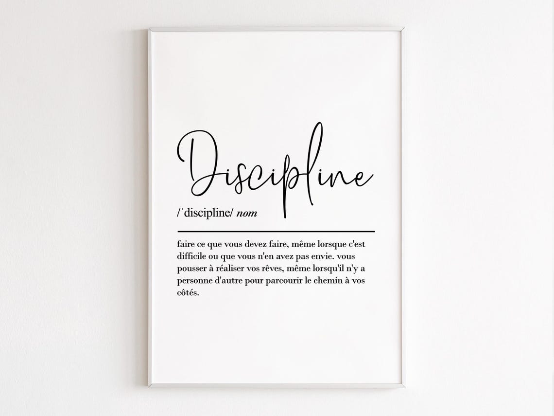 Discipline French Definition Script Inspirational Typography Poster