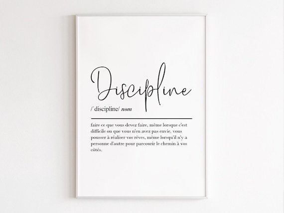 Discipline French Definition Script Inspirational Typography Poster