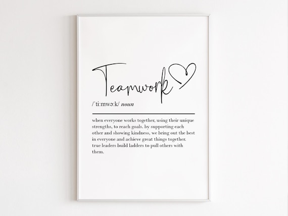 Teamwork Definition Quote Heart Leadership Office Wall Decor Poster