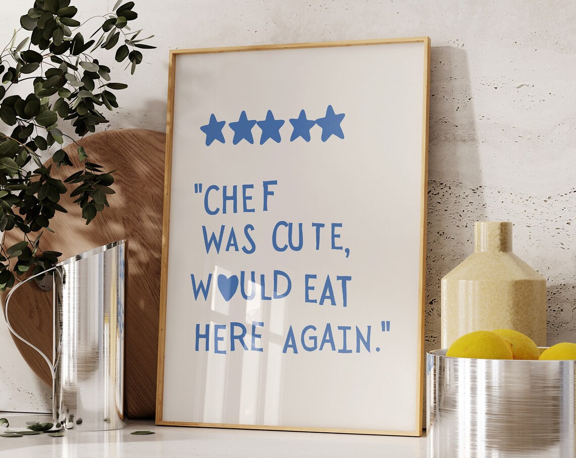 Minimalist Heart Kitchen Art Print, Cute Cooking Decor