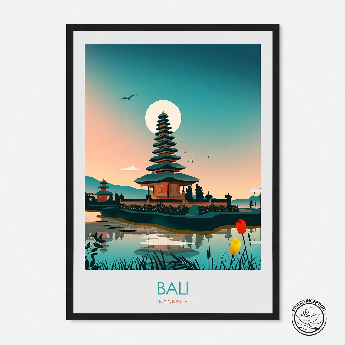 Bali Indonesia Travel Poster, Honeymoon Souvenir