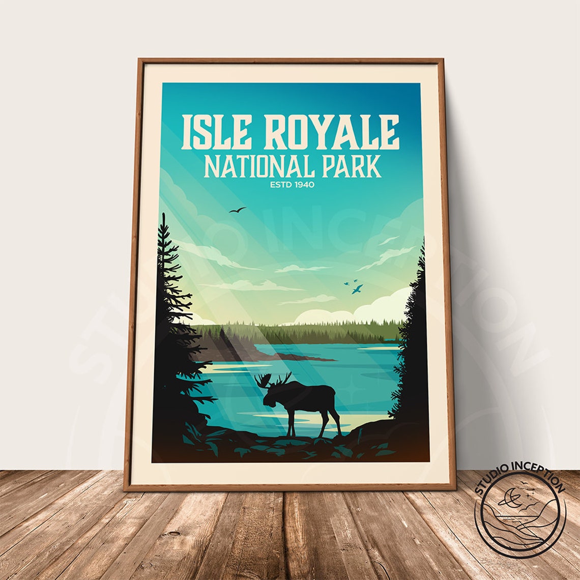 Isle Royale National Park Moose Lake Wilderness Travel Poster - Image 3