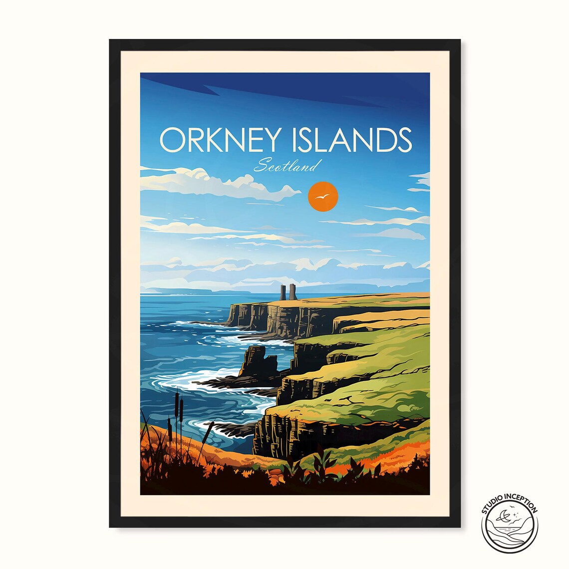 Orkney Islands Traditional Travel Poster, Scotland
