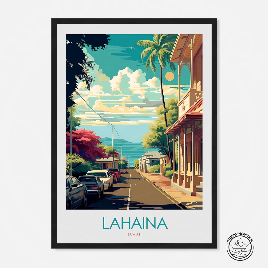 Lahaina Hawaii Print Lahaina Travel Poster Lahaina Travel Art Lahaina Painting Hawaii Travel Gift Personalised Art Print Custom Travel Art