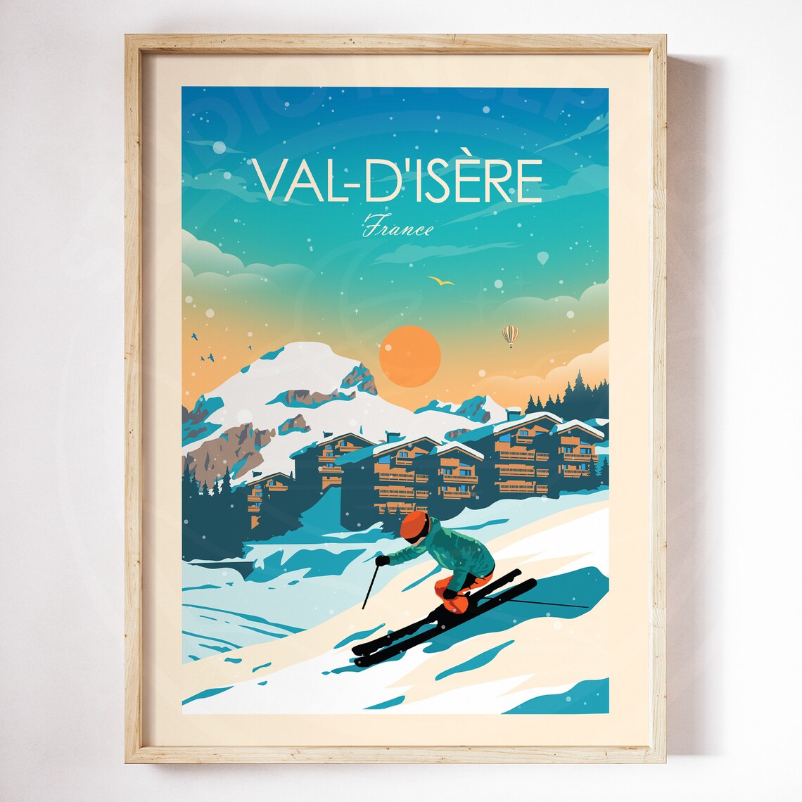 Val Disre Skiing Travel Poster, France Art Print - Image 3