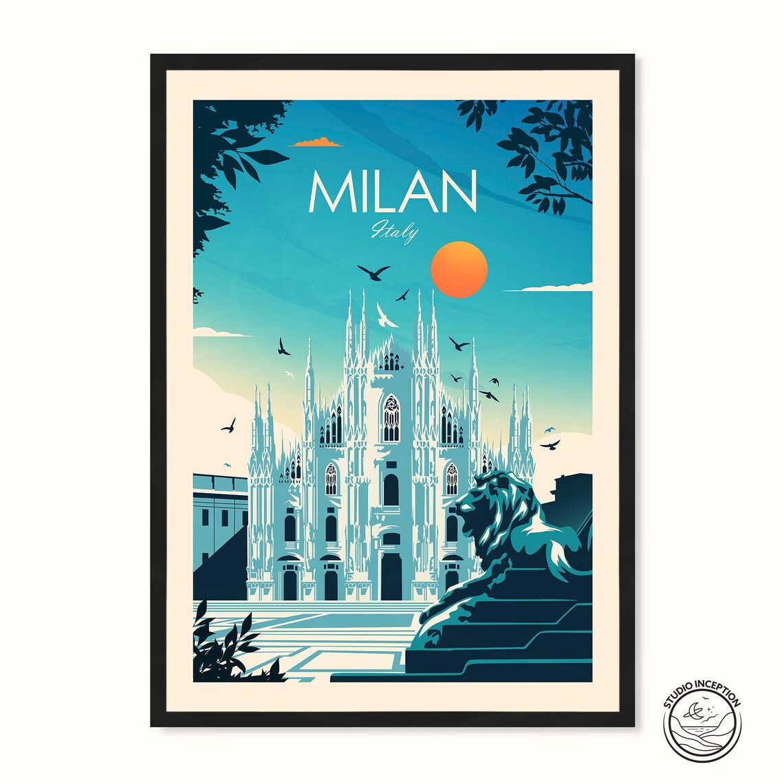 Milan Cathedral Italy Travel Poster, Duomo Di Milano
