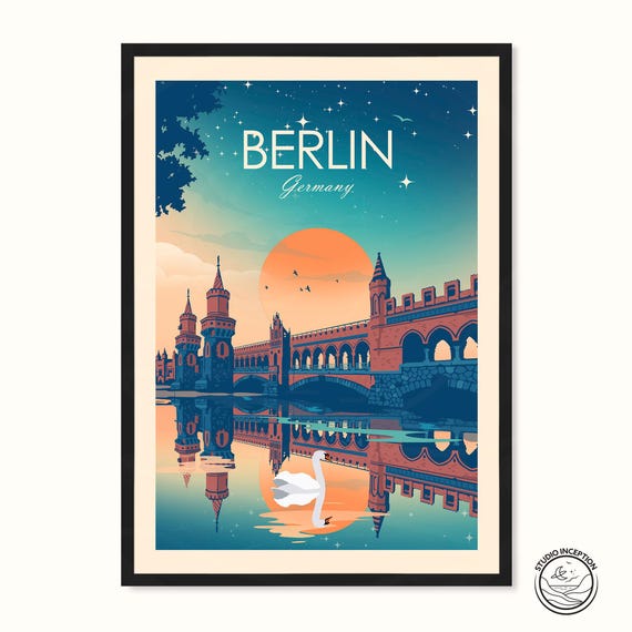 Berlin Travel Poster, Germany Cityscape