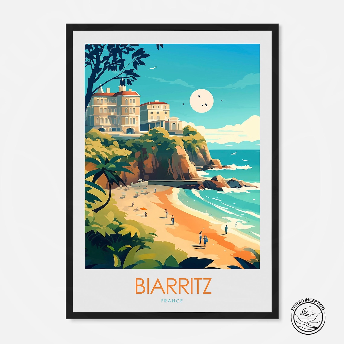 Biarritz France Travel Poster, Home Decor Print
