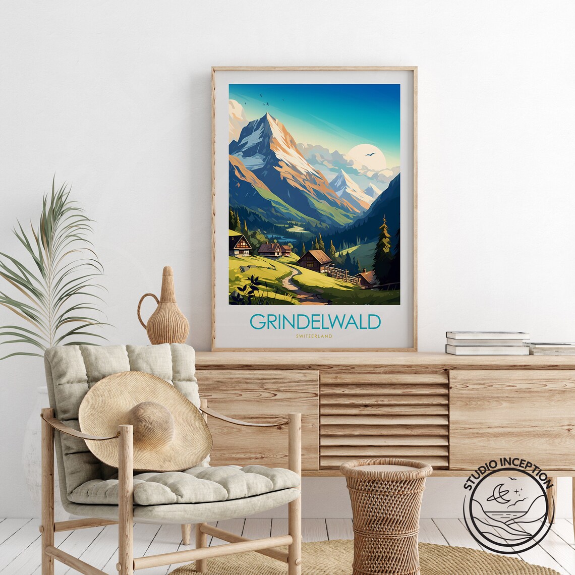 Grindelwald Minimal Print, Switzerland Travel Poster - Image 2