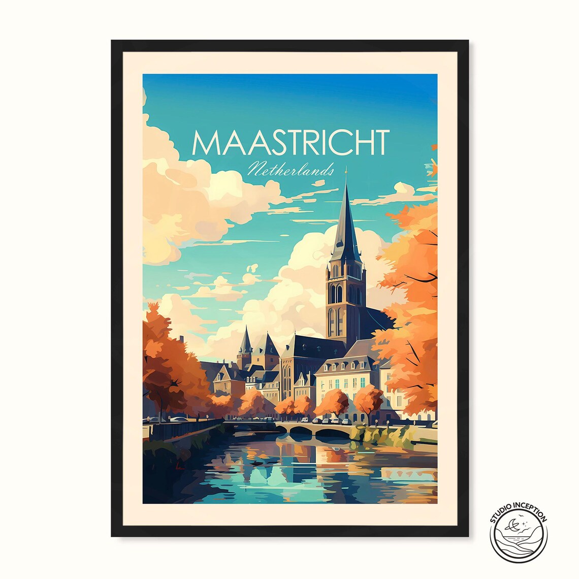 Maastricht Travel Poster, Netherlands City Art Print