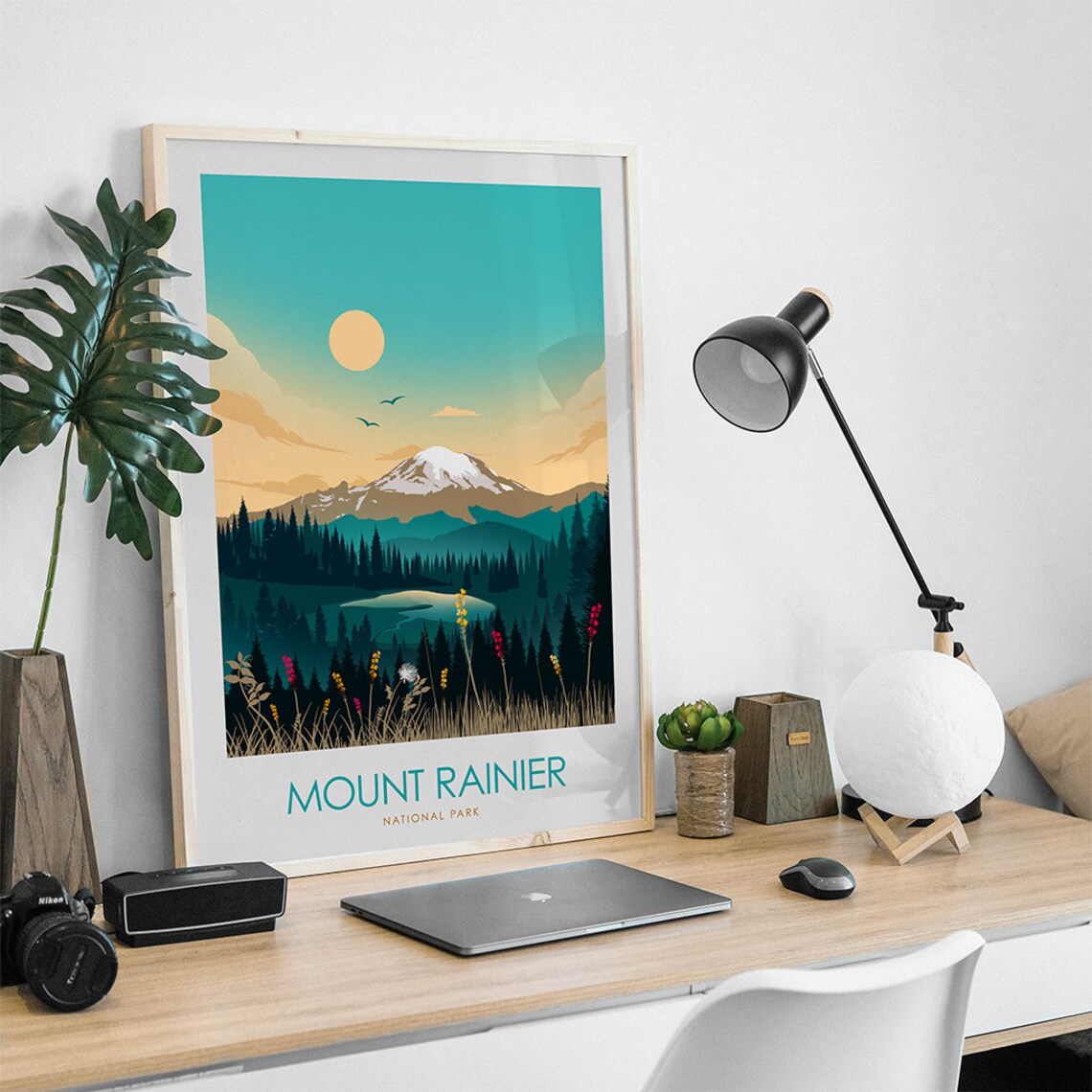 Mount Rainier Travel Poster, National Park Art Print - Image 3