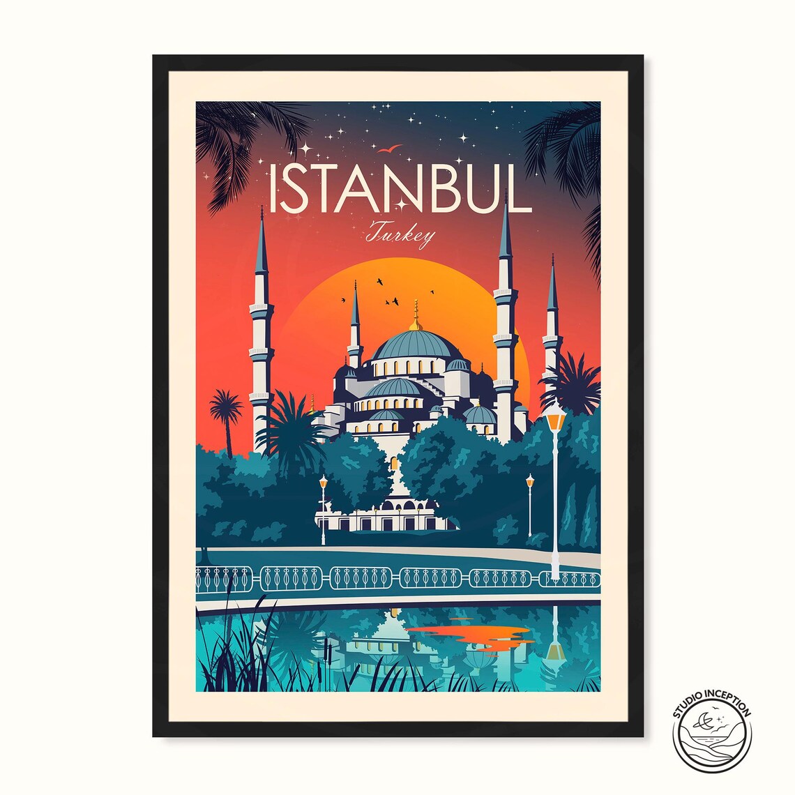 Istanbul Travel Poster, Turkey Place Print