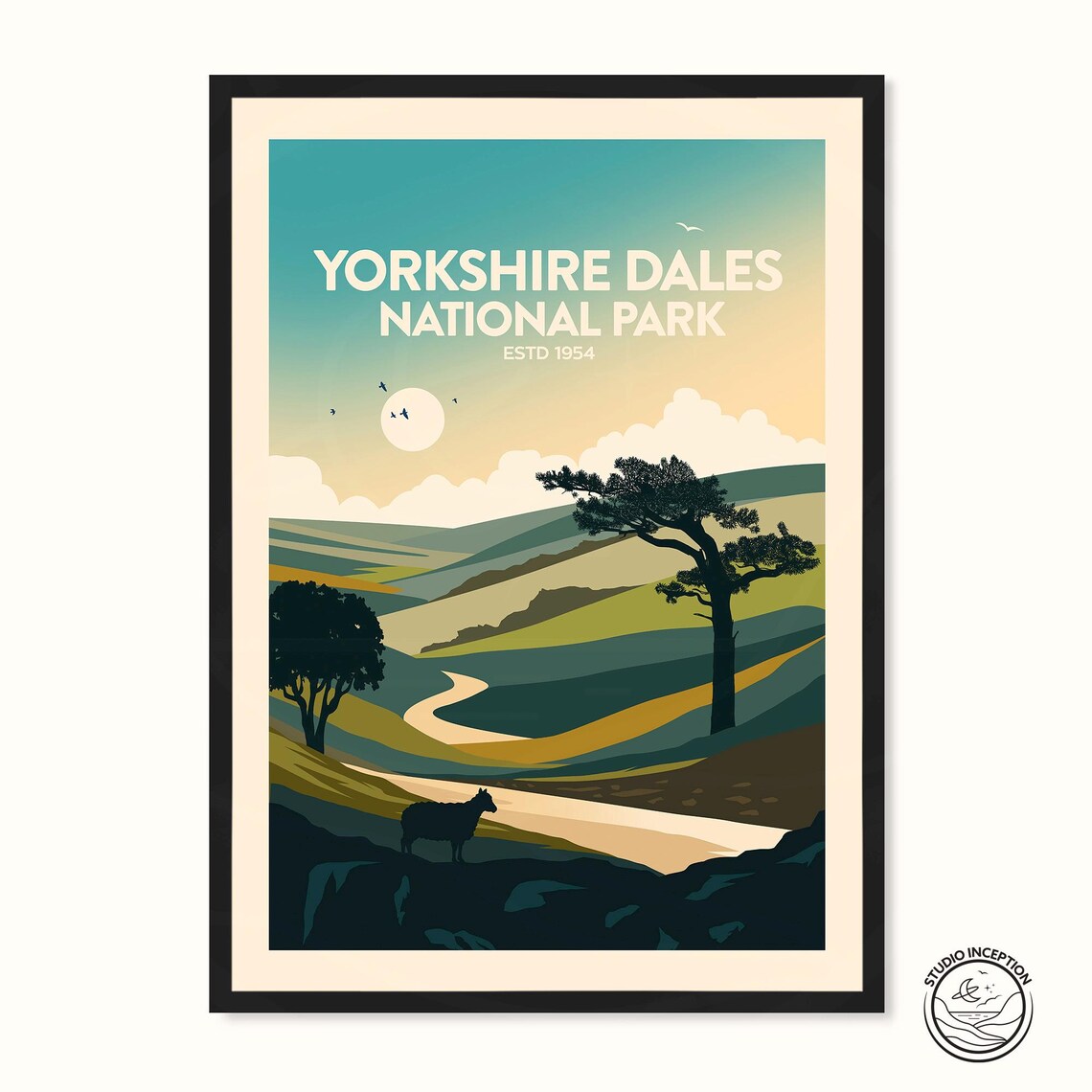 Yorkshire Dales National Park England Hills Sheep Travel Poster
