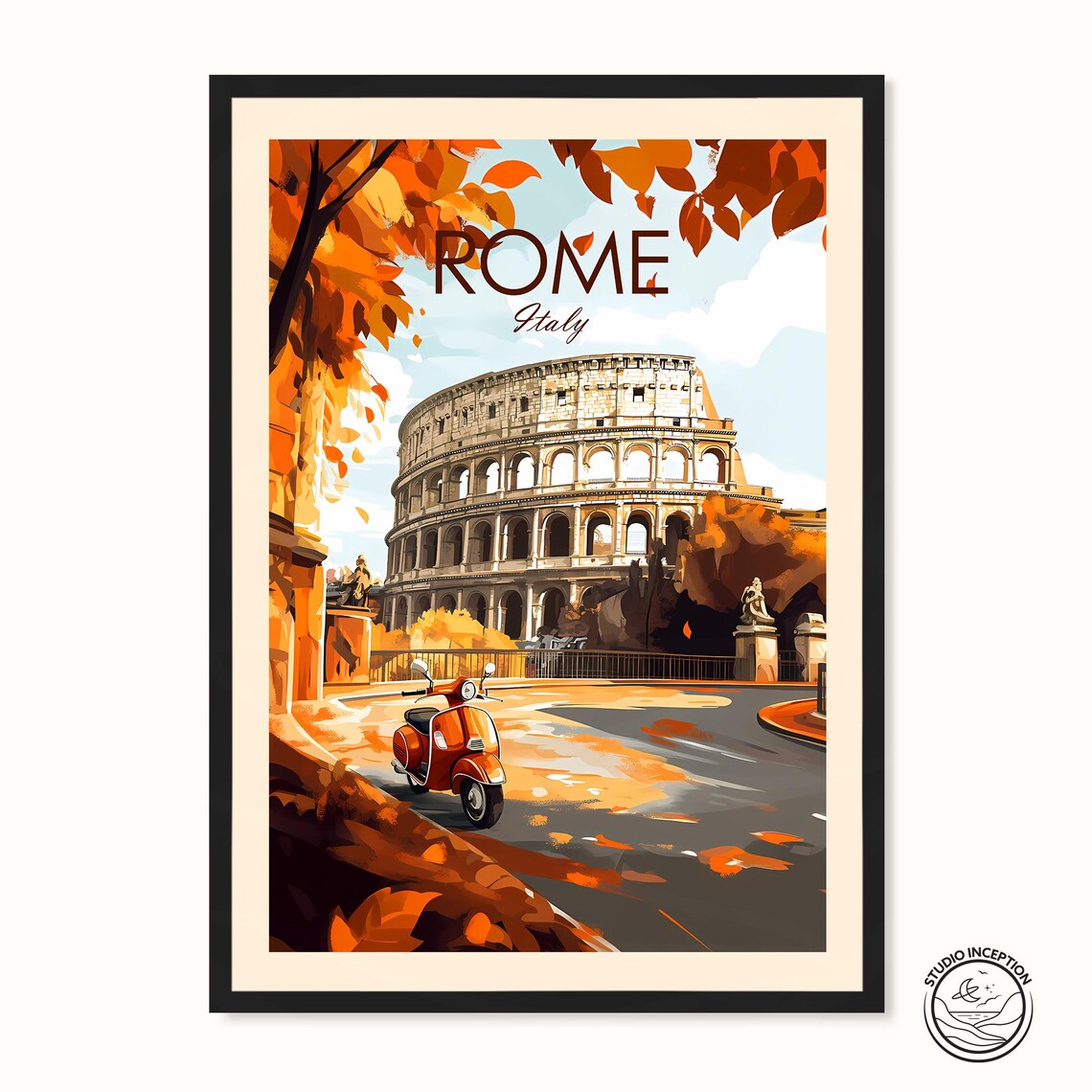 Rome Italy Travel Poster, Colosseum Custom Text