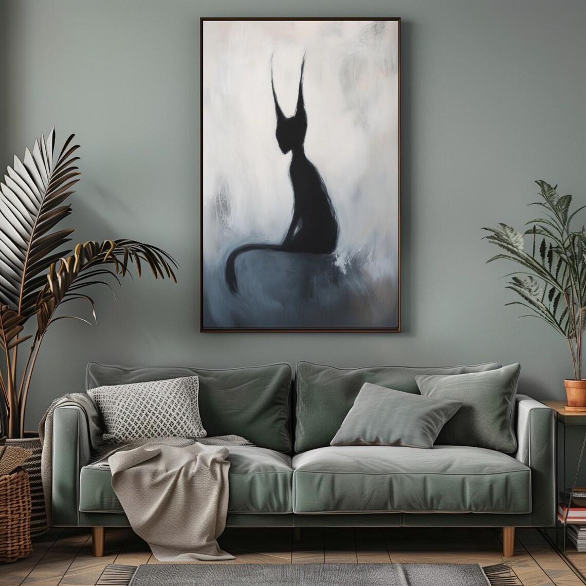 Gothic Black Cat Silhouette Surreal Minimalist Dark Art Poster - Image 6