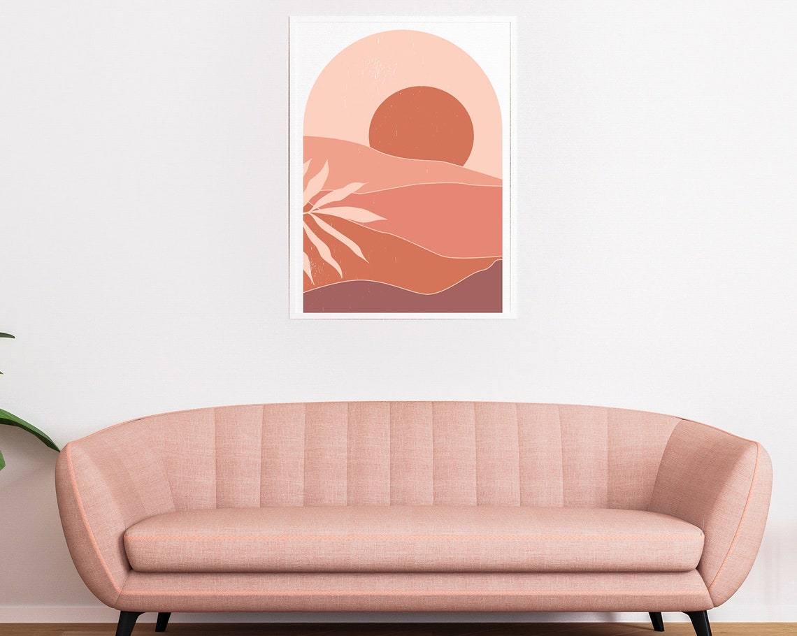 Boho Abstract Sunrise Arch Minimalist Terracotta Desert Wall Art Print - Image 3