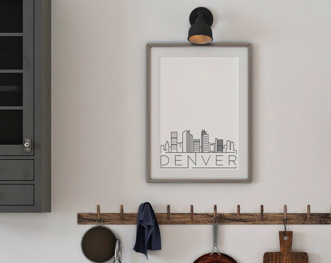 Denver Colorado Downtown Towers Minimalist Skyline Line Art Poster
